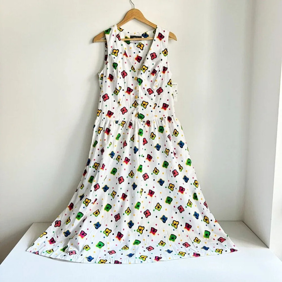 Vintage Lori Ann for Eaton's  Deadstock Floral sleeveless Midi Dress M/L - Picture 2 of 6